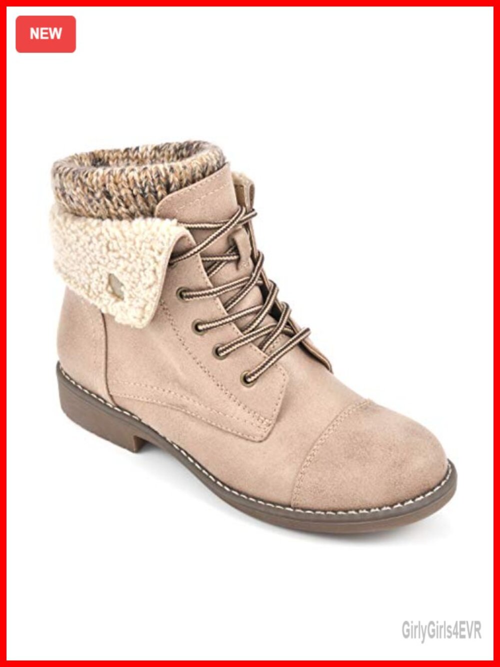 Fashion Hiker Ankle Bootie with Cushioned Insole and Fleece Lining